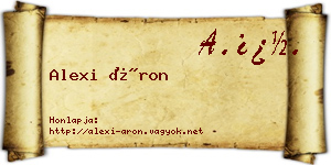 Alexi Áron névjegykártya